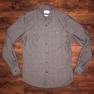 Mens Farah Slim Fit Cotton Oxford Button Down Shirt Medium